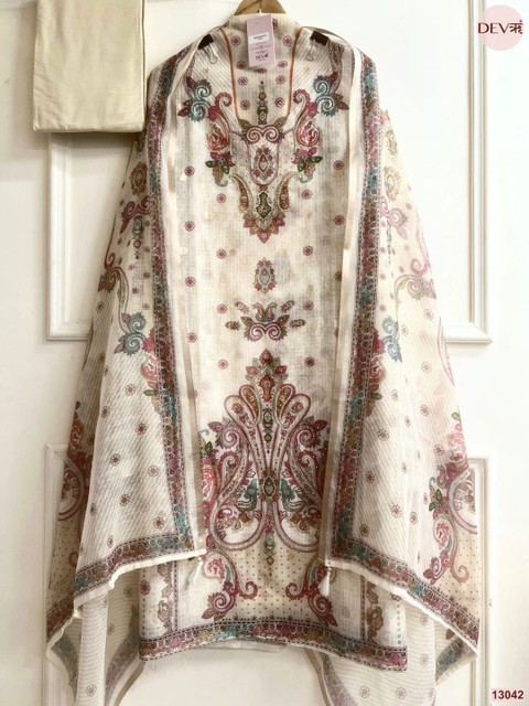 DEVRI Printed Viscose Rayon Unstitched Dress Material - Image 3