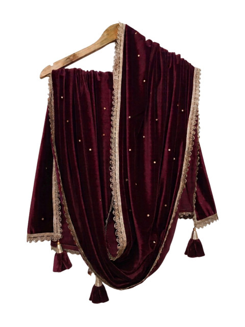 GLOBAL DRESS Velvet Blend Dupatta with Zari