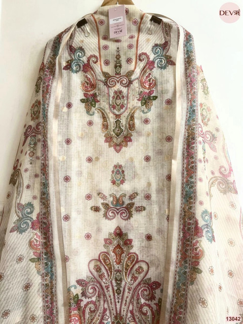 DEVRI Printed Viscose Rayon Unstitched Dress Material - Image 4
