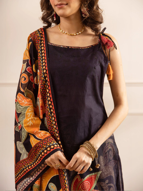 Nehamta Women Ethnic Motifs Printed Regular Pure Cotton Kurta with Palazzos & With Dupatta - Image 7