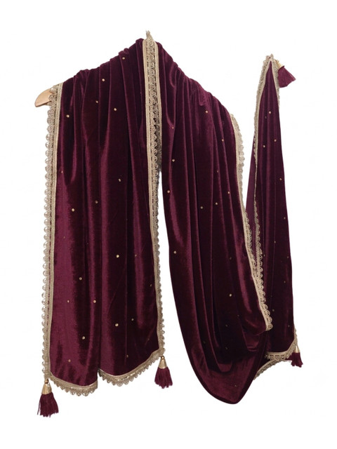 GLOBAL DRESS Velvet Blend Dupatta with Zari - Image 3