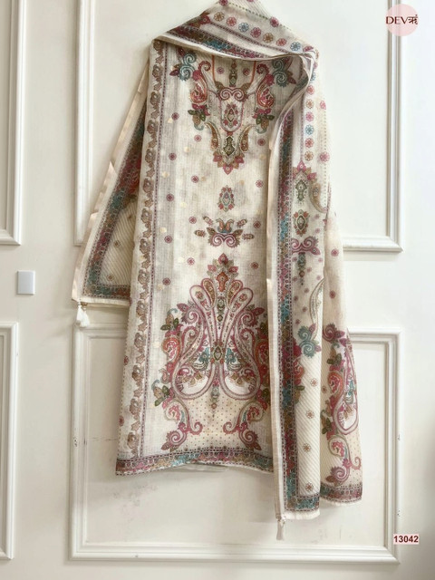 DEVRI Printed Viscose Rayon Unstitched Dress Material - Image 5