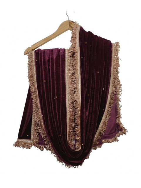 GLOBAL DRESS Velvet Blend Dupatta with Sequinned
