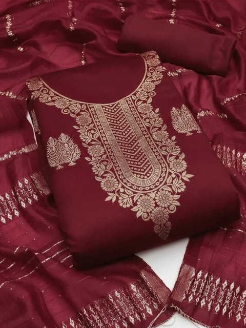 KALINI Art Silk Unstitched Dress Material