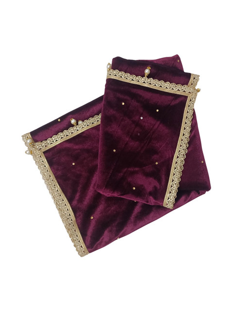 GLOBAL DRESS Velvet Blend Dupatta with Beads and Stones - Image 2