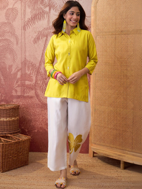 Sangria Solid Shirt with Trousers & Shrug