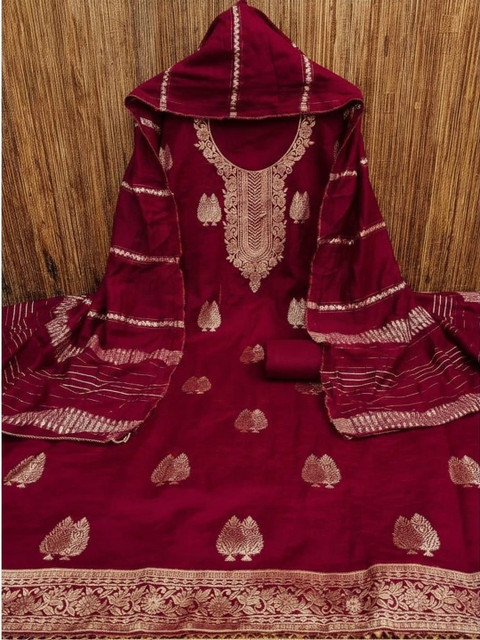 KALINI Art Silk Unstitched Dress Material - Image 3