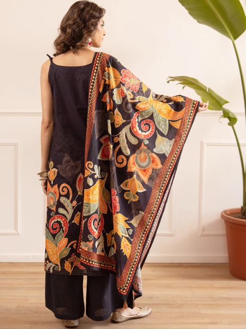 Nehamta Women Ethnic Motifs Printed Regular Pure Cotton Kurta with Palazzos & With Dupatta - Image 2