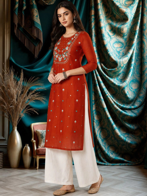 rarethread Women Embellished Thread Work Kurta - Image 4