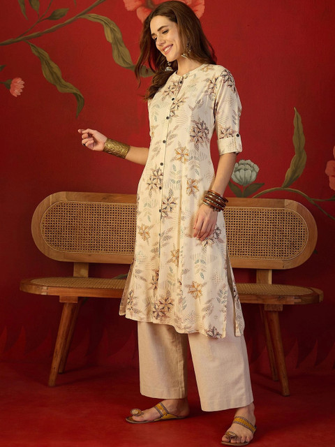 Sangria Women Floral Printed Floral Kurta - Image 3