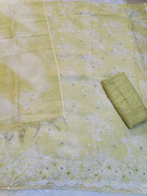 THE ASSTAG Printed Linen Semi-Stitched Dress Material - Image 3
