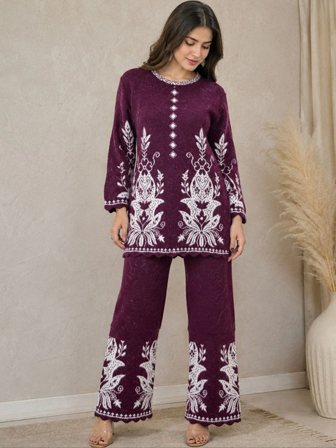 MAGKNIT Woven Design Top with Palazzos