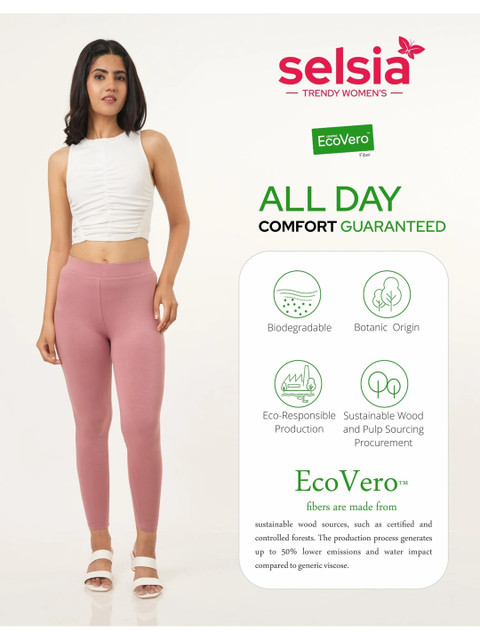 Selsia Women Pack Of 2 Cotton Leggings - Image 5