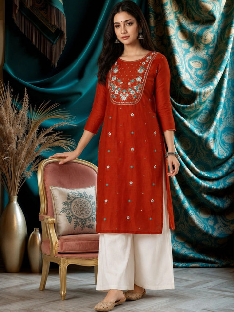 rarethread Women Embellished Thread Work Kurta - Image 7