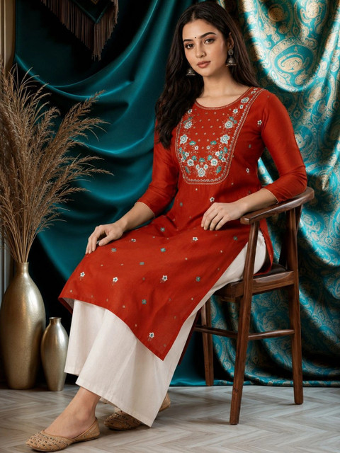 rarethread Women Embellished Thread Work Kurta - Image 5