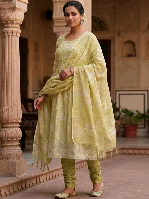 THE ASSTAG Printed Linen Semi-Stitched Dress Material - Image 4