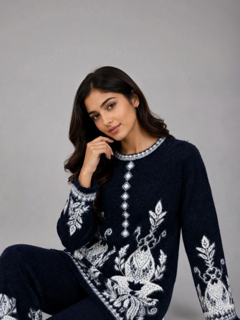 MAGKNIT Embroidered Tunic with Palazzos - Image 2