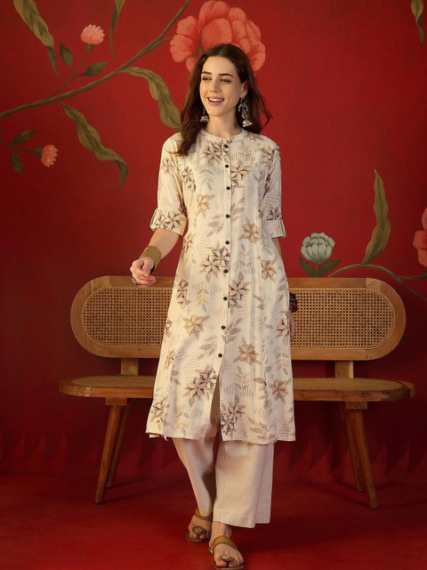 Sangria Women Floral Printed Floral Kurta - Image 7