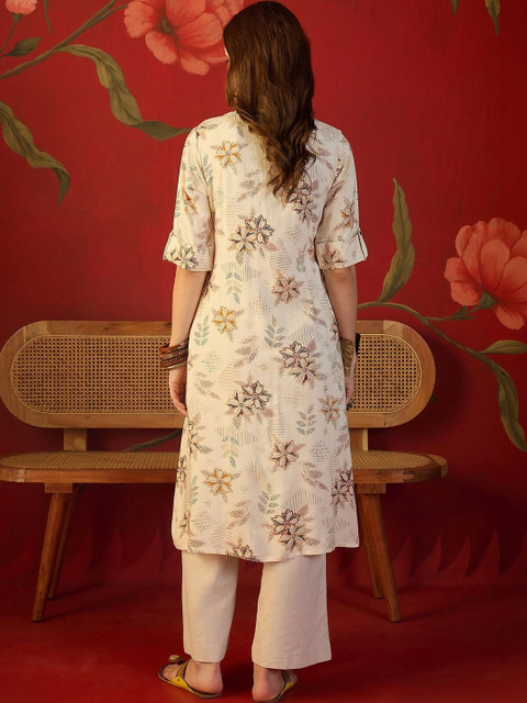 Sangria Women Floral Printed Floral Kurta - Image 2