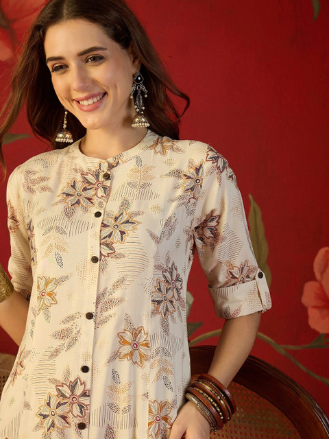 Sangria Women Floral Printed Floral Kurta - Image 5