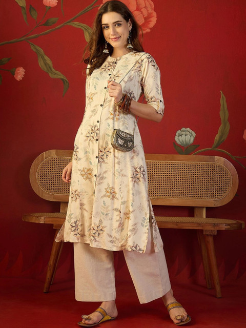 Sangria Women Floral Printed Floral Kurta - Image 6