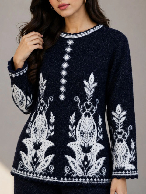 MAGKNIT Embroidered Tunic with Palazzos - Image 3