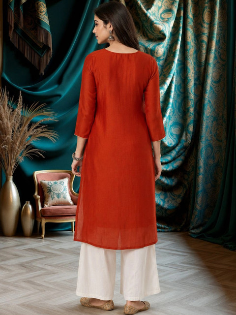 rarethread Women Embellished Thread Work Kurta - Image 3