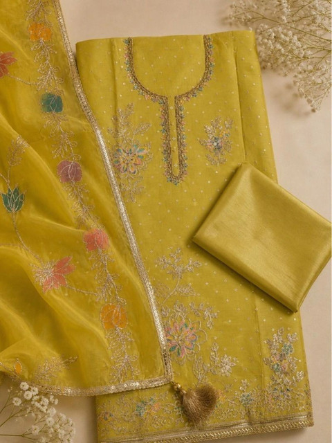 THE ASSTAG Embroidered Semi-Stitched Dress Material - Image 2