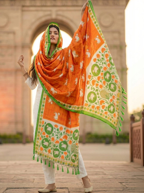 Varanga Ethnic Motifs Printed Block Print Dupatta - Image 6