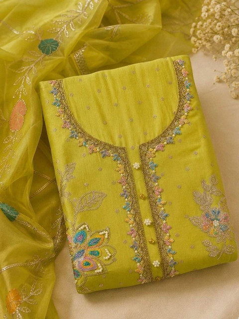 THE ASSTAG Embroidered Semi-Stitched Dress Material