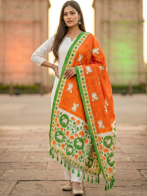 Varanga Ethnic Motifs Printed Block Print Dupatta - Image 4