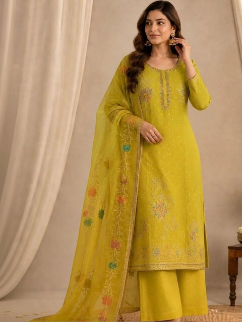 THE ASSTAG Embroidered Semi-Stitched Dress Material - Image 4