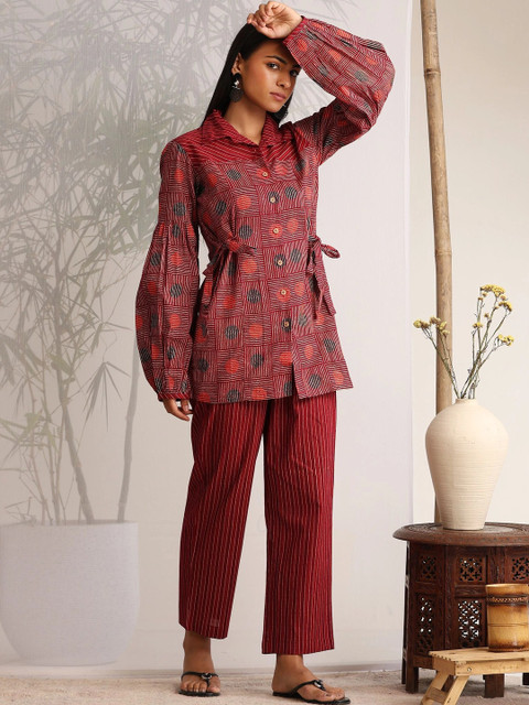Khushal K Cotton Printed Shirt with Trousers