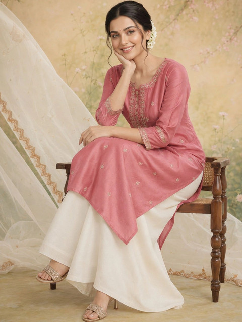 rarethread Women Embellished Thread Work Kurta - Image 3
