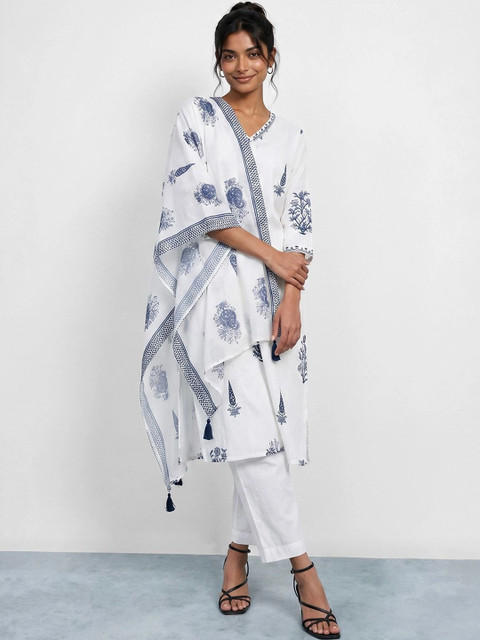 Melange by Lifestyle Ethnic Motifs Printed Viscose Rayon Blend Block Print Dupatta - Image 2