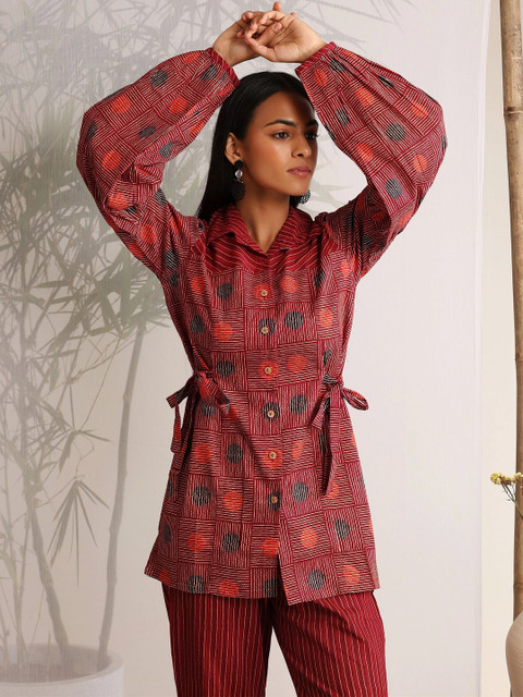 Khushal K Cotton Printed Shirt with Trousers - Image 6