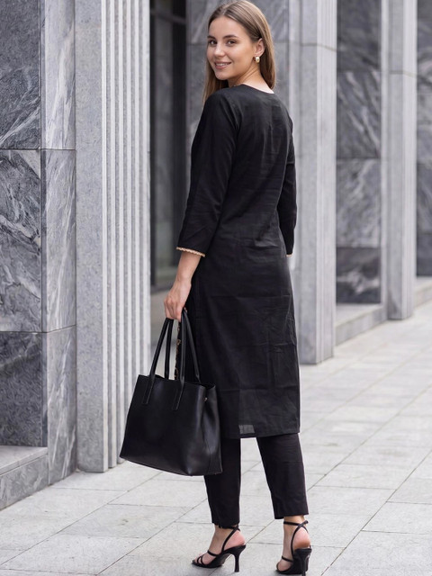 Indo Era Women Ethnic Motifs Embroidered Thread Work Kurta - Image 6