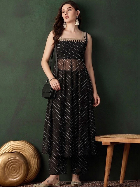 Sangria Women Ethnic Motifs Printed Regular Thread Work Kurta with Palazzos - Image 7