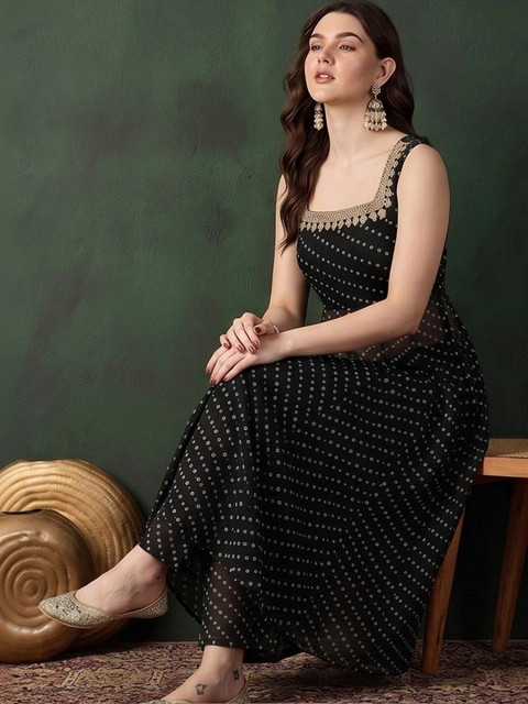 Sangria Women Ethnic Motifs Printed Regular Thread Work Kurta with Palazzos - Image 6