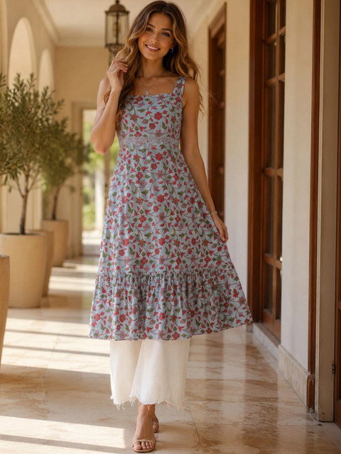 indo street Women Floral Printed Floral Kurta
