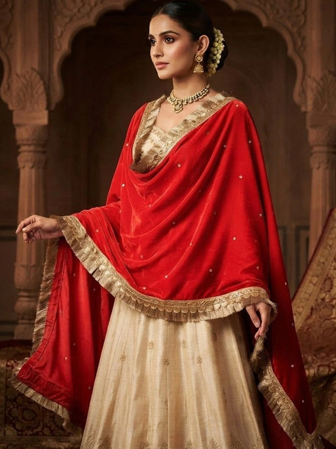 GLOBAL DRESS Velvet Blend Dupatta with Sequinned - Image 4