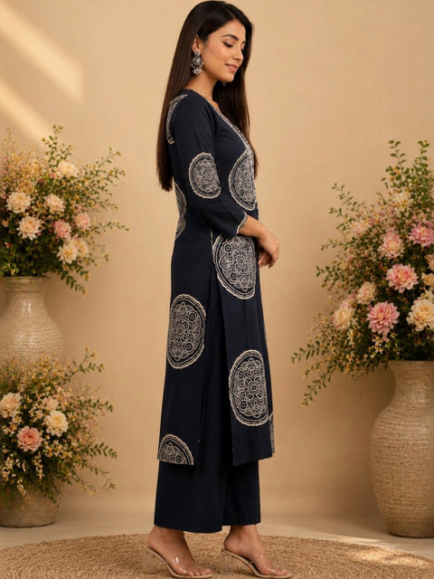 Araaha Women Ethnic Motifs Printed Regular Pure Cotton Kurta with Palazzos & With Dupatta - Image 6