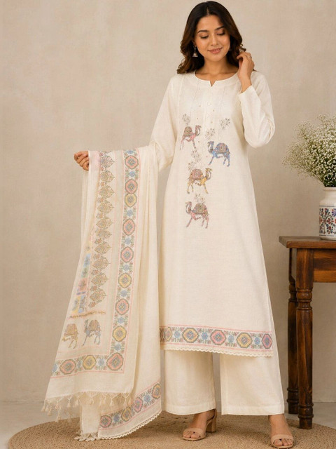THE ASSTAG Printed Pure Cotton Semi-Stitched Dress Material - Image 4