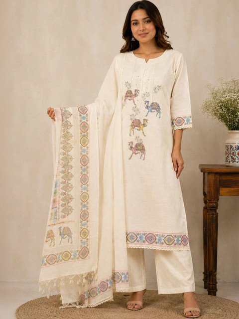 THE ASSTAG Printed Pure Cotton Semi-Stitched Dress Material - Image 6