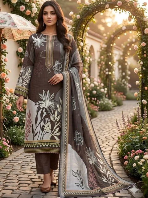 HERE&NOW Printed Unstitched Dress Material