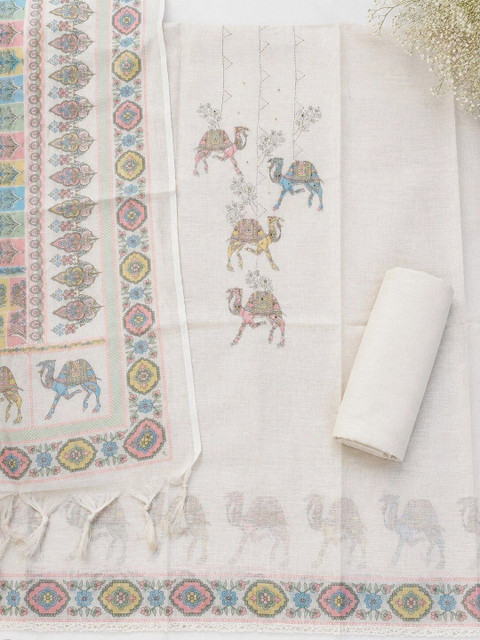 THE ASSTAG Printed Pure Cotton Semi-Stitched Dress Material - Image 3