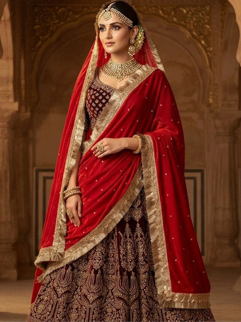 GLOBAL DRESS Velvet Blend Dupatta with Sequinned