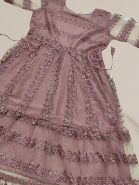 HAYAN STYLISTA Embellished Net A-Line Midi Dress - Image 4