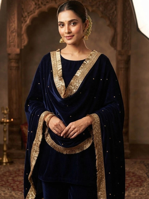 GLOBAL DRESS Velvet Blend Dupatta with Zari