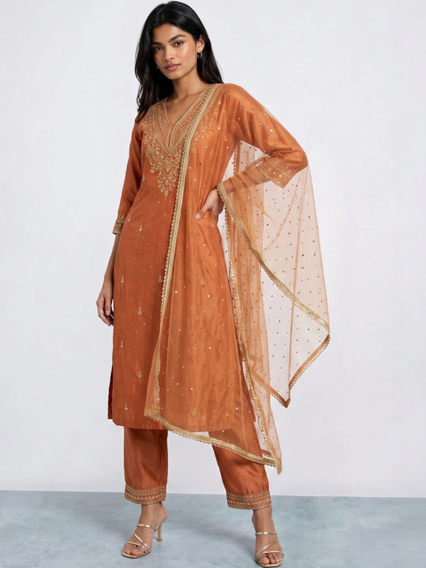 Melange by Lifestyle Viscose Rayon Blend Dupatta with Sequinned